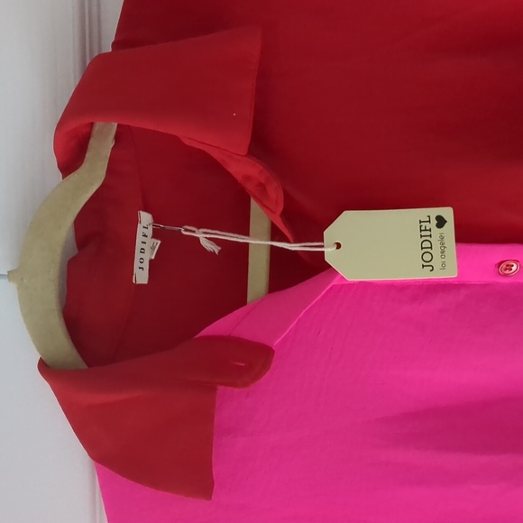 Neon Pink and Red Button-Up Dress | Small | NWT - Picture 2 of 8